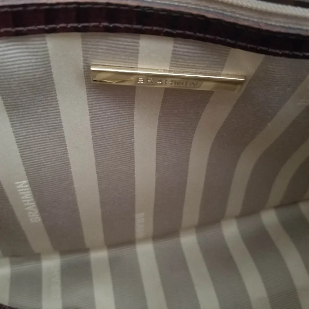 Brahmin Mini Asher Satchel & Ady Wallet. Toasted Almond Garrone Embossed Leather - Picture 9 of 16